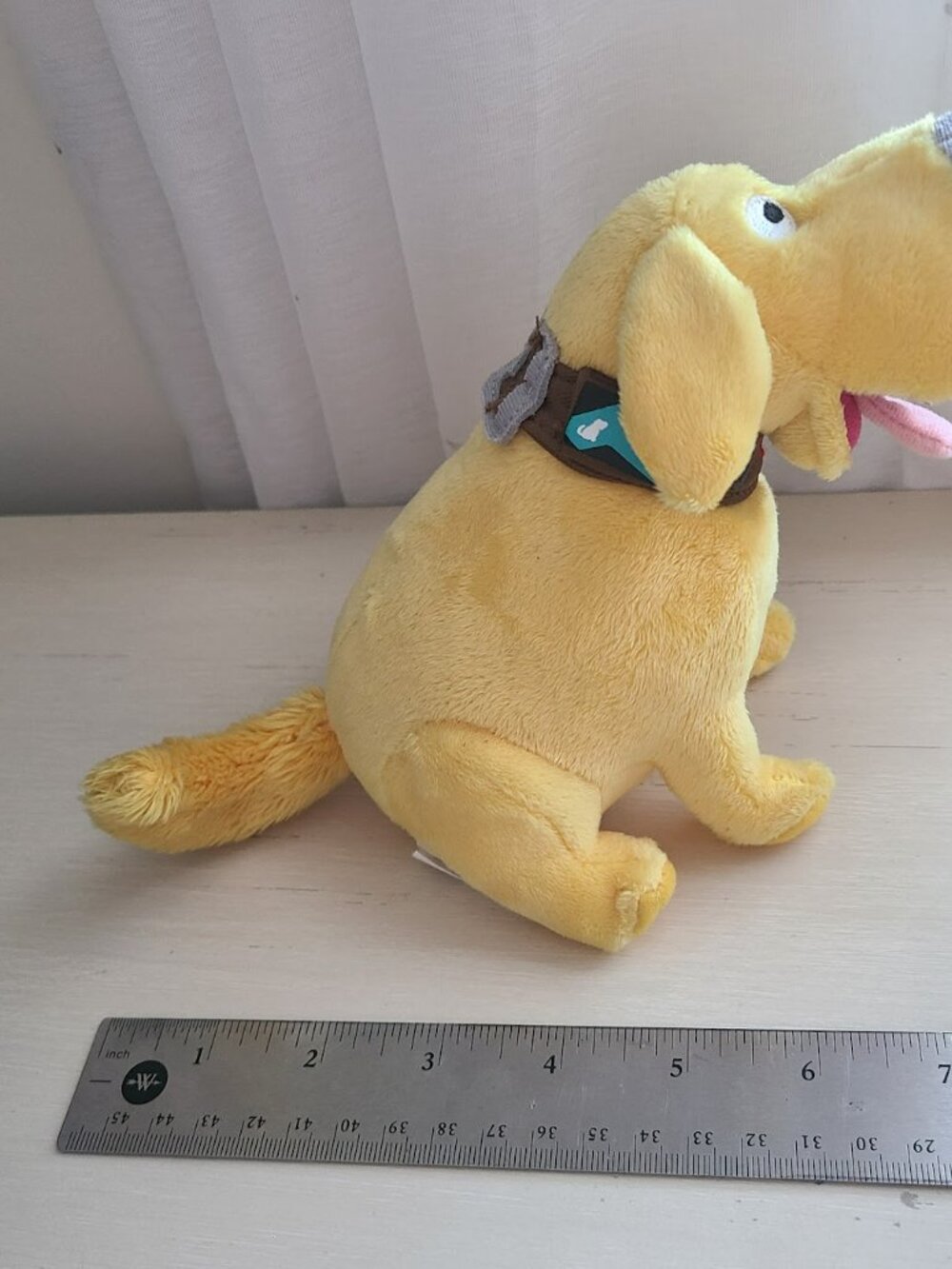 Disney Pixar Up Dug Yellow Plush Dog With Collar & Tongue Out 8" Small - Picture 7 of 8